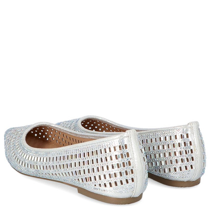 Błyszczące balerinki ślubne - MENBUR 20742 SREBRNE