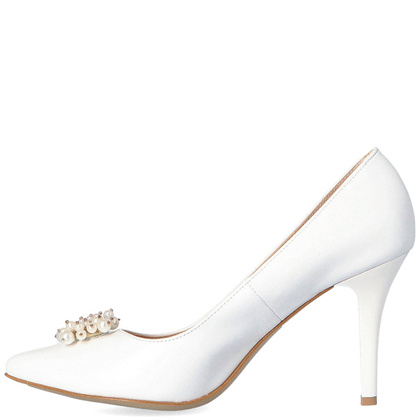 Ślubne szpilki z perełkami - TYMOTEO L2005 BIAŁE