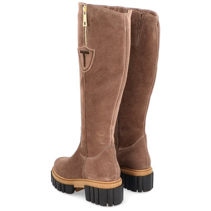 Modne zamszowe kozaki - TYMOTEO M2002 BRĄZOWE