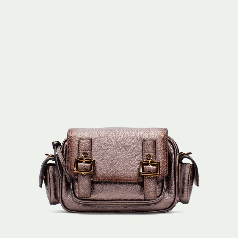 Torebka damska listonoszka - HISPANITAS BI254143 METALICZNY BRĄZ