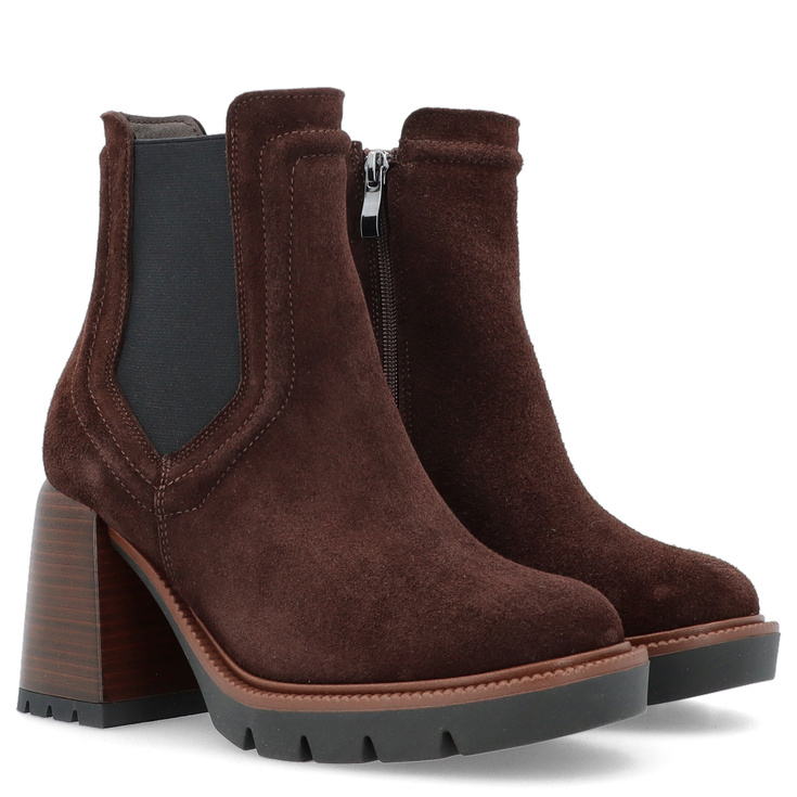 Skórzane botki na platformie - TYMOTEO G1047 CZEKOLADOWE