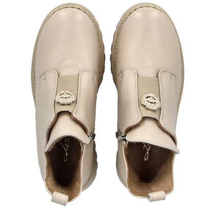 Botki na grubszym spodzie - LEMAR 60451 BEŻOWE