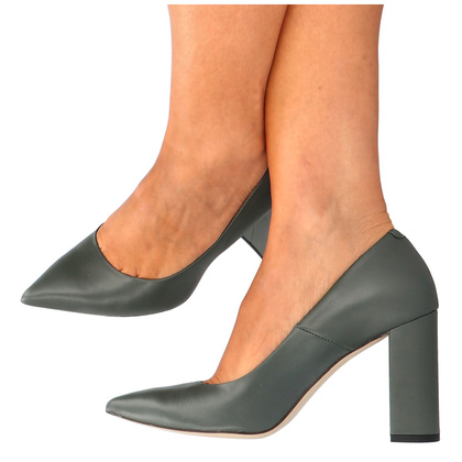 Czółenka na designerskim slupku - BRAVO MODA 0130 KHAKI