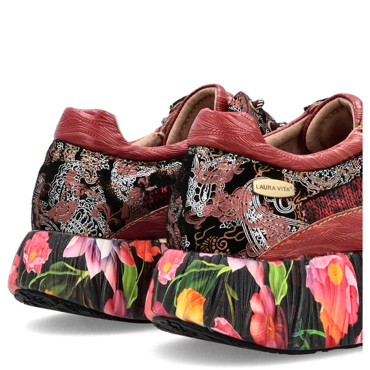 Zdobne sneakersy damskie - LAURA VITA NIKITO 09 BORDOWE