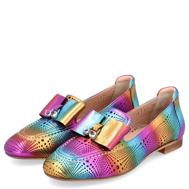 Kolorowe skórzane mokasyny - EMI ROMANI 010.1307 MULTIKOLOR 