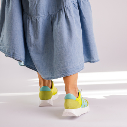 Hiszpańskie sneakersy premium - WONDERS A-2476 LIMONKOWE