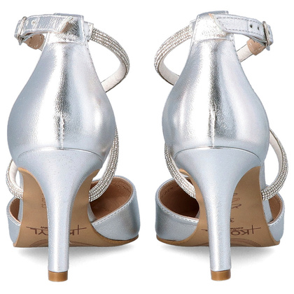 Ślubne szpilki z ozdobnymi paseczkami - KOTYL 3714 SREBRNE