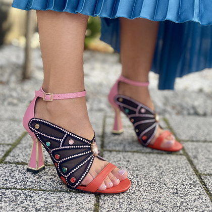 Ekskluzywne sandały słupku - SCAVIOLA S-199 KOLOROWE