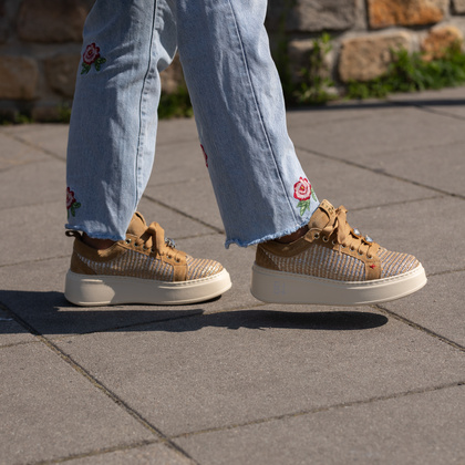 Sneakersy damskie premium - GIO+ PIA350A BEŻOWE