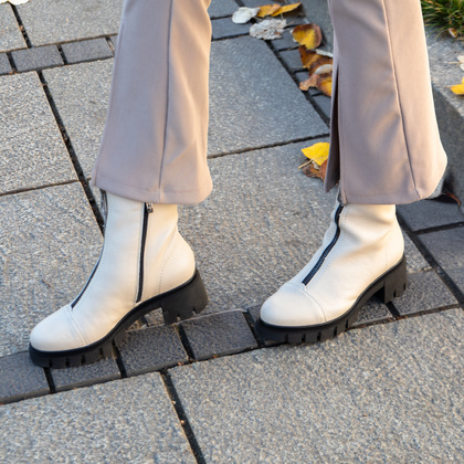 Wygodne botki ze skóry - SIMEN 3264A BEŻOWE