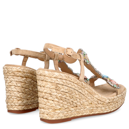 Hiszpańskie sandały na koturnie - ALMA EN PENA V251270 BEŻOWE