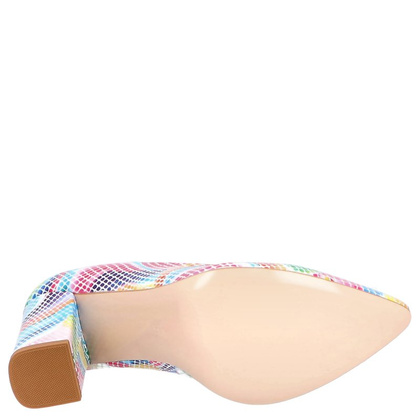 Skórzane czółenka na słupku - TYMOTEO DEAR KOLOROWE