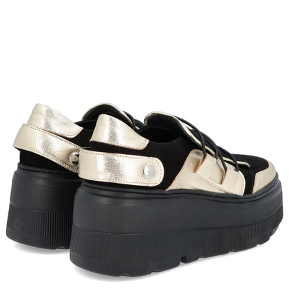 Sneakersy na lekkiej podeszwie - TYMOTEO R1001 CZARNO-ZŁOTE