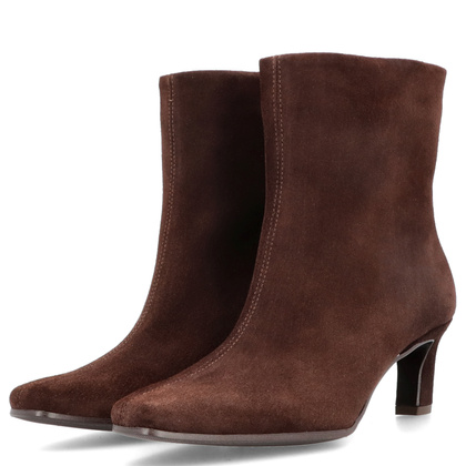 Skórzane botki na obcasie - TYMOTEO G1076 CZEKOLADOWE