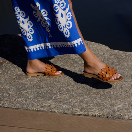 Klasyczne klapki ze skóry - LEMAR 40381 BRĄZOWE