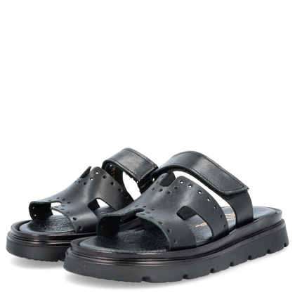 Skórzane klapki damskie - LEMAR 40440 CZARNE