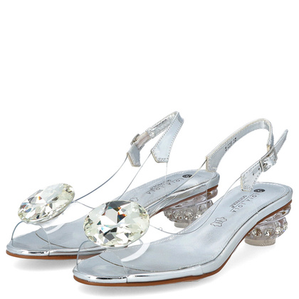 Sandały silikonowe na niskim obcasie - SCAVIOLA S-225 SREBRNE