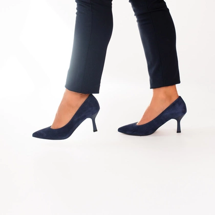 Szpilki skórzane zamszowe KOTYL 3789 granatowe – eleganckie i wygodne szpilki damskie
