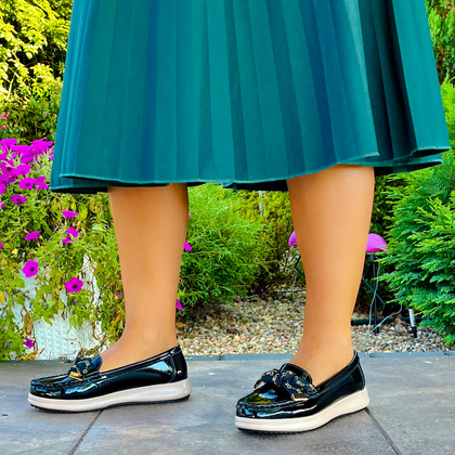 Skórzane półbuty z kokardą - FILIPPO DP6457/25 CZARNE