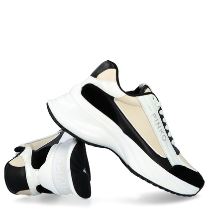 Sneakersy damskie premium - PINKO ARIEL 07 BIAŁO-CZARNE