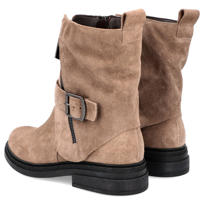 Płaskie botki ze skóry - TYMOTEO G1067 BEŻOWE