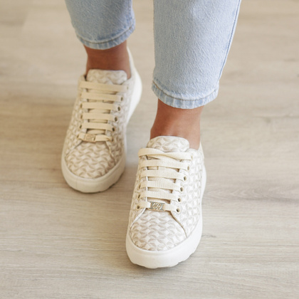 Lekkie sneakersy damskie - GEOX D.SPHERICA D55TCD BEŻOWE