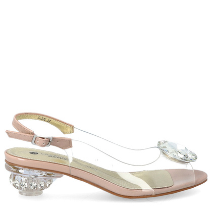 Sandały silikonowe na niskim obcasie - SCAVIOLA S-224 BEŻOWE