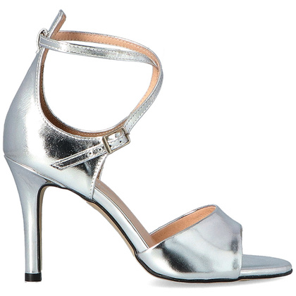 Eleganckie sandały na szpilce - TYMOTEO D1005 SREBRO FLESZ