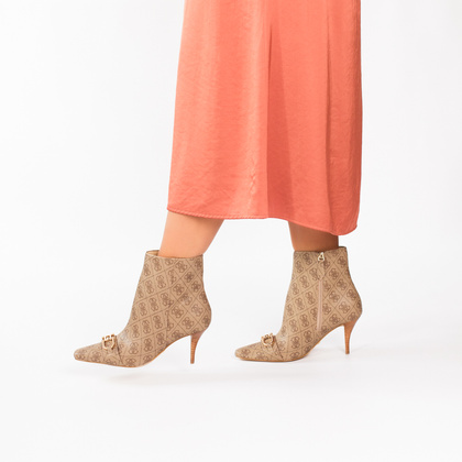 Botki na szpilce premium - GUESS SILENE2 FL8SILLEA10 BEŻOWE