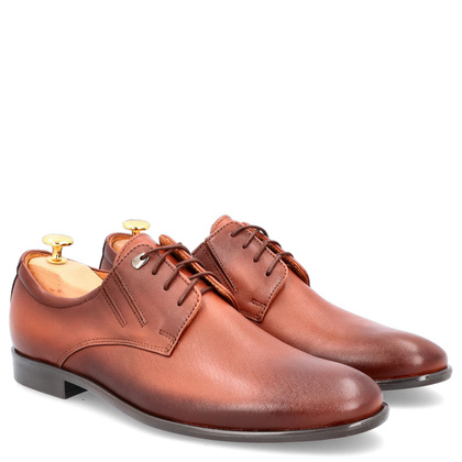 Półbuty skórzane męskie - LEADER 363-606 BRĄZOWE