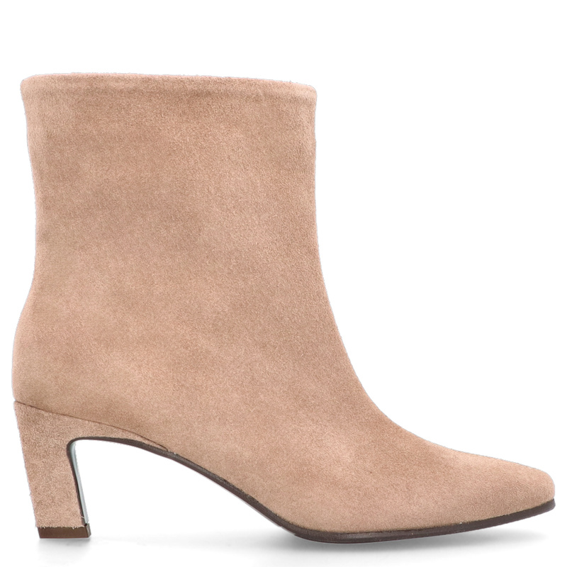 Skórzane botki na obcasie - TYMOTEO G1076 BEŻOWE