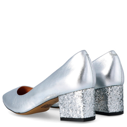 Czółenka na niskim obcasie - SIMEN 3767A SREBRNE