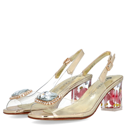Silikonowe sandały na modnym obcasie - SCAVIOLA S-352 ZŁOTE