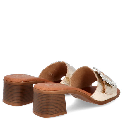 Eleganckie skórzane klapki - OH! MY SANDALS 5353 ZŁOTE