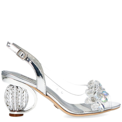 Sandały na modnym obcasie - SCAVIOLA H-05 SREBRNE