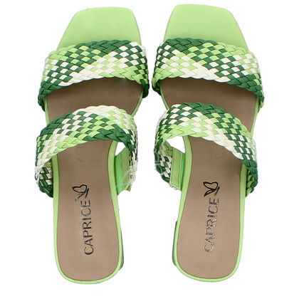 Stylowe klapki na obcasie - CAPRICE 9-27213-42 ZIELONE