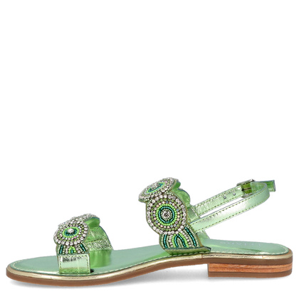 Eleganckie zdobne sandały - LEJADE 3755 PISTACJOWE