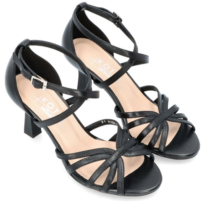 Skórzane sandałki do tańca - KOTYL 4370 CZARNE