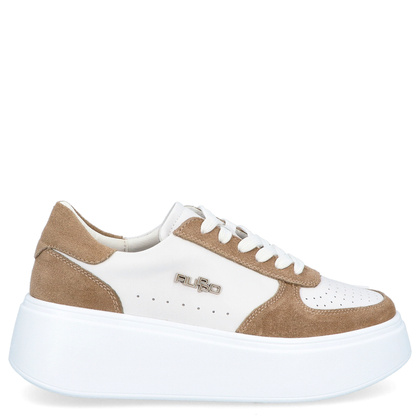 Skórzane sneakersy damskie - FILIPPO DP6047/24 BIAŁO-BEŻOWE
