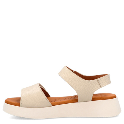 Skórzane sandały zapinane na rzep - OH! MY SANDALS 5650 KREMOWE