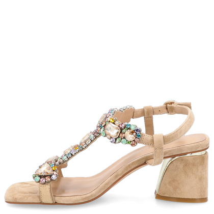 Hiszpańskie sandały na słupku - ALMA EN PENA V240711 BEŻOWE