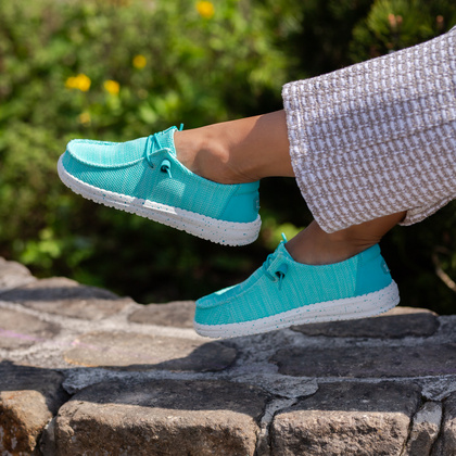 Lekkie półbuty damskie - HEY DUDE WENDY STRETCH SOX 41878 TURKUSOWE