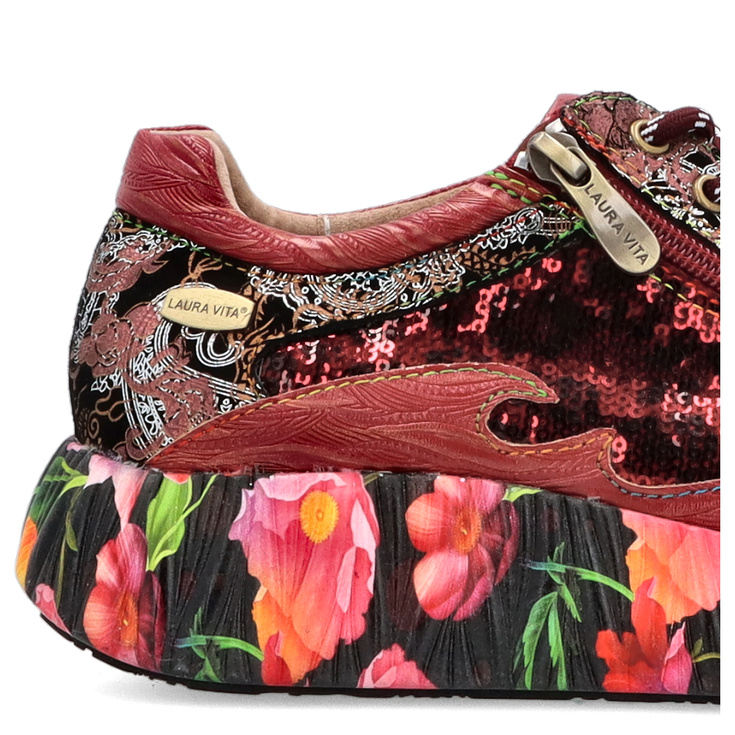 Zdobne sneakersy damskie - LAURA VITA NIKITO 09 BORDOWE
