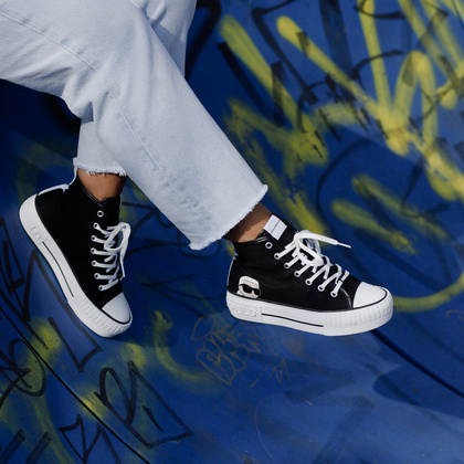 Trampki damskie za kostkę - KARL LAGERFELD KAMPUS MAX KL60450N CZARNE