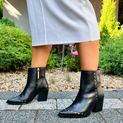 Skórzane kowbojki na słupku - GIOSEPPO 73577 CZARNE