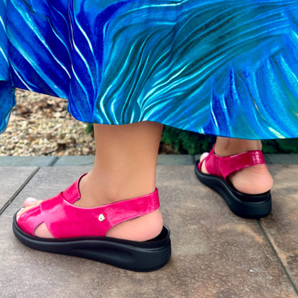 Wygodne skórzane sandały - LEMAR 40392 FUKSJA