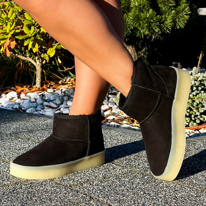 Skórzane śniegowce damskie - RAVINI 23 260 CZARNE