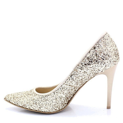 Brokatowe szpilki TYMOTEO LARI ZŁOTE