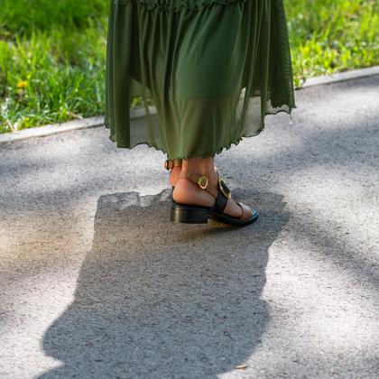 Eleganckie sandały ze skóry - OH! MY SANDALS 5609 CZARNO BRĄZOWE