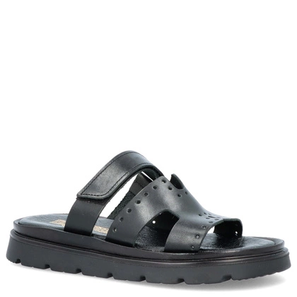 Skórzane klapki damskie - LEMAR 40440 CZARNE